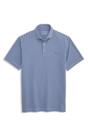 Vineyard Vines Sankaty Stripe Performance Piqu&eacute; Polo in White/Moon/Summer Ev at Nordstrom, Size Xx-Large