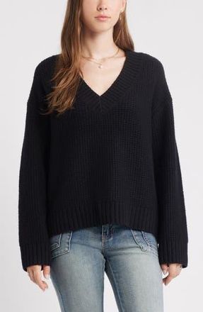 BP. V-Neck Thermal Sweater in Black at Nordstrom Rack, Size Medium