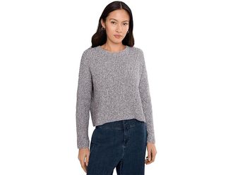 Eileen Fisher Petite Peruvian Cotton Cloud Twist Crew Neck Sweater Womens Sweater Dark Pearl : PXS, Nylon/Cotton