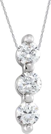 Pompeii3 1Ct Diamond Necklace Three Stone Pendant in 10k White or Yellow Gold