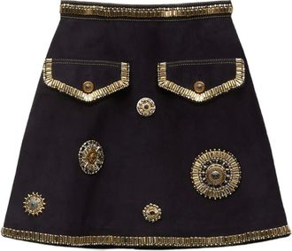 Versace Rokken, Dames, Zwart, S, Su&egrave;de, Geborduurde Su&egrave;de Minirok