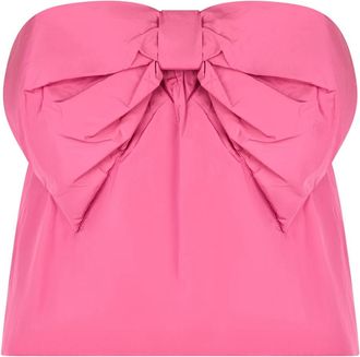 Red Valentino Elegante mouwloze top met strikdetail - Dames - Tops zonder mouwen - Roze - L - Leer - Tops