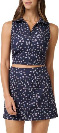 Travis Mathew Moveknit Zip Crop Top in Navy Blazer Multi at Nordstrom, Size Large