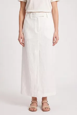 Brunello Cucinelli Womens Off White Linen Skirt, Size 44