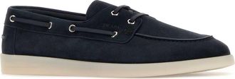 Prada Mens Suede Boat Shoe Loafer Navy