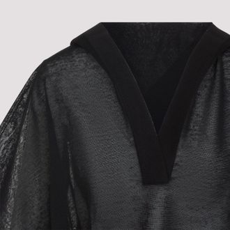 Alaia Black Linen Long Sleeves Hooded Top-Donna