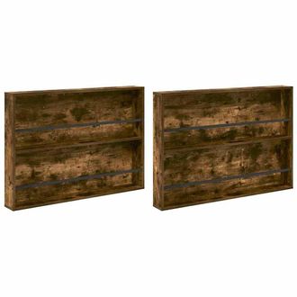 vidaXL Estante De Revistas 2 Pcs Roble Ahumado 100 X 12 X 70 Cm Vidaxl