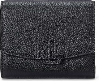 Lauren Ralph Lauren Pebbled Small Cameryn Flap Wallet Wallet Womens Handbags Black, Leather/Polyester