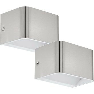 Loops 2 PACK Wall Light Colour Satin Nickel Front Cover Box Structure LED 6W Included in Metallics