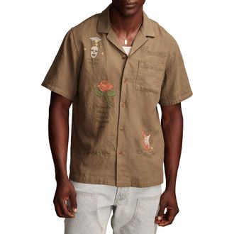 Lucky Brand Fender Club Short Sleeve Button-Up Shirt in Dusty Olive at Nordstrom, Size Medium