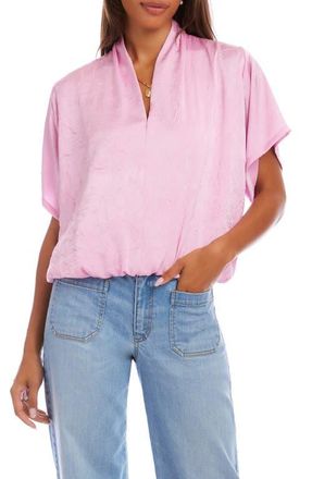 Karen Kane Crushed Satin V-Neck Top in Pink at Nordstrom, Size X-Small P