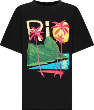Farm Rio FARM Rio, T-Shirts, female, Black, XS, Cotton T-shirt in Rio Style