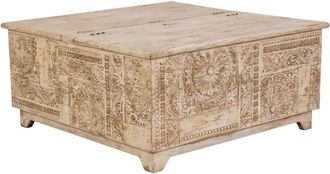 Wanderlust Deco Mesa de centro de madera beige 100x100x47h cm