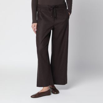 Max Mara Pantalone jogging marrone in lana stretch
