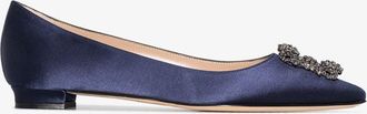 Manolo Blahnik Hangisi Crystal Satin Pumps - Womens - Leather/Satin
