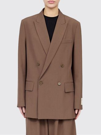 Maison Margiela Blazer corto doppiopetto in misto lana con rever a lancia