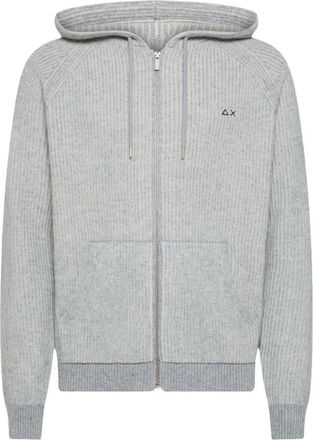 Sun 68 Hoodies & sweatvesten, Heren, Grijs, S, Wol, Gekartelde Rits Trui
