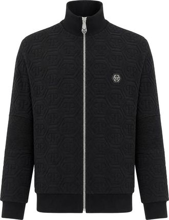 Philipp Plein Jogging Jacket Monogram - Heren - Vesten met rits - Zwart - XS - Leer - Hoodies & sweatvesten