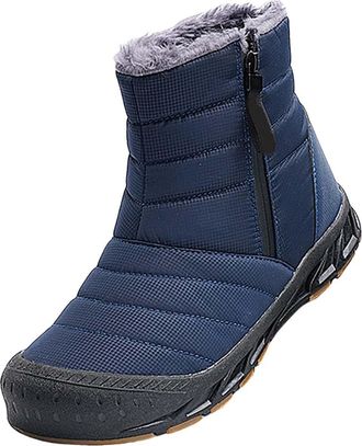 Generic Winter Shoes Mens Winter Boots Lined Slip-On Boots Snow Boots Mens Non-Slip Ankle Boots for Outdoor Men Winter Boots Lace-Up Ankle Boots Hiking Shoes,