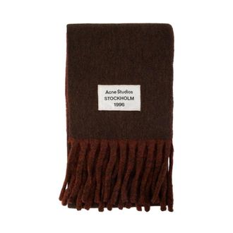 Acne Studios Sciarpa con frange e logo - - Accessories - unisex - Marrone - ONE SIZE