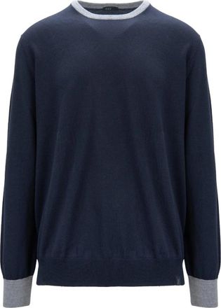 Fay Heren wollen trui met elleboogpatches - Heren - Ronde hals truien - Zwart - 3XL - Wol - Truien & Vesten