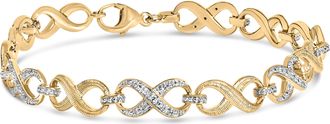 House of Brilliance Gold Vermeil 1/10 Cttw Diamond Infinity Link Bracelet