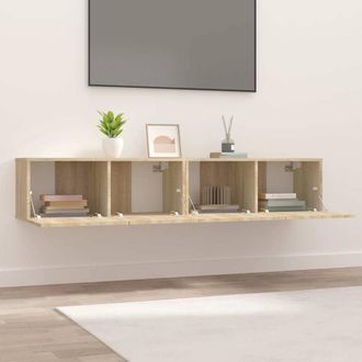 Berkfield Home TV Cabinets 2 pcs Sonoma Oak 80x30x30 cm Engineered Wood in Light Tan | Size: 80 x 30 x 30 cm