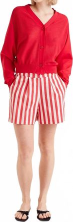 Compañíafantástica Cherry Stripe Shorts In White/red