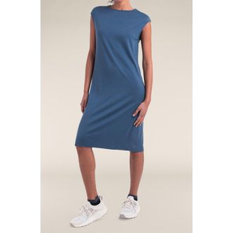 Icebreaker Granary Cap Sleeve Merino Wool T-Shirt Dress in Dawn at Nordstrom, Size X-Large