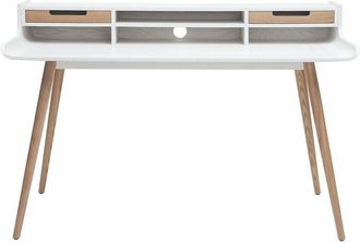 Miliboo Miliboo - Escritorio N&oacute;rdico Madera Y Blanco 2 Cajones L140 Cm Opus