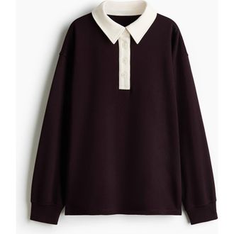 H&M Oversized Rugby Shirt in Plum Purple at Nordstrom, Size Xx-Large
