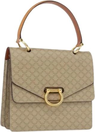 Celine Pre-owned Handbags, female, Beige, Size: ONE SIZE Pre-owned Vintage Macadam Canvas Hand Bag