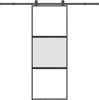 vidaXL Puerta Corredera Set Herrajes Vidrio Templado Aluminio 76x205cm Vidaxl
