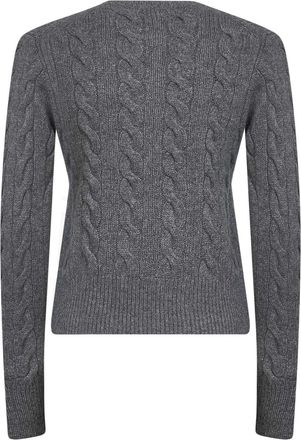 Polo Ralph Lauren Womens Cable Knit Cardigan Flannel Grey Wool-Cashmere Cardigans Sweater