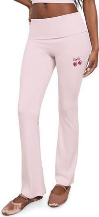 Florence By Mills Cherry High Waist Foldover Rib Pants in Ballet Slipper at Nordstrom Rack, Size Medium