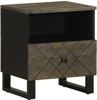 vidaXL Vidaxl - Mesita De Noche De Madera Maciza De Mango Negra 40x33x46 Cm
