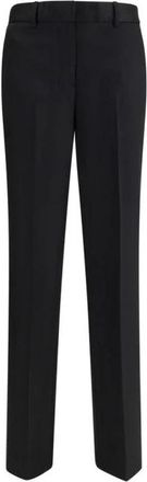 Lardini Elegante Rechte Getailleerde Wollen Broek - Dames - Straight fit broeken - Zwart - M - Wol - Broeken