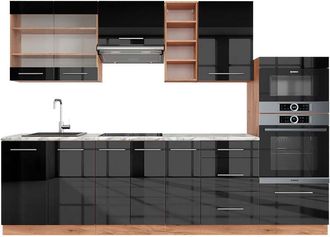 Vicco Cocina Para Solteros Fame-line, Antracita-oro/blanco, 140 Cm, Et M&aacute;rmol