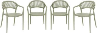 Sweeek Set of 4 stackable garden chairs with rope effect sage green 55.5x48.5x78 cm - Jovia