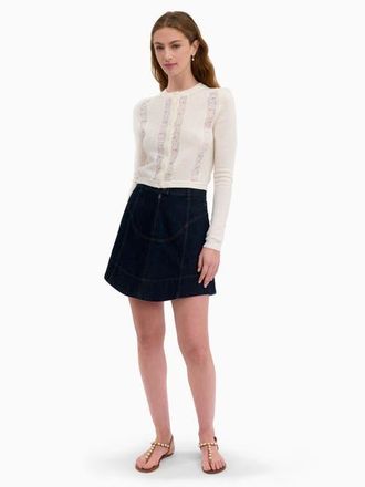 Rebecca Taylor Rhea Lace Knit Cardigan in Ivory at Nordstrom, Size X-Small