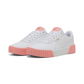 Puma Sneaker PUMA CARINA 3.0, Damen, Gr. 37, weiss (puma wei&szlig;, pink fruit, puma gold), Leder, unifarben, Schuhe Sneaker