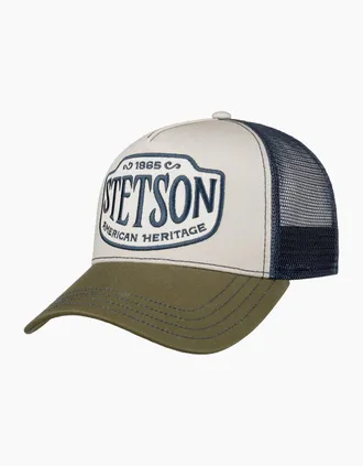 Stetson Mens Stetson Trucker Cap - Western Patch Olive Off White