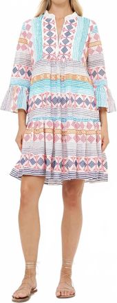 Oliphant Bell Sleeve Tiered Mini Dress In Casablanca Multi