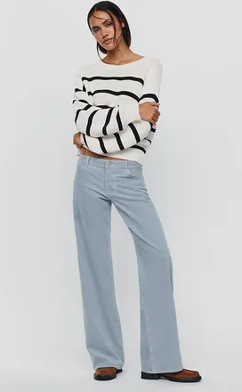 Frame Denim The Gray Corduroy Low-Rise Wide-Leg Jeans