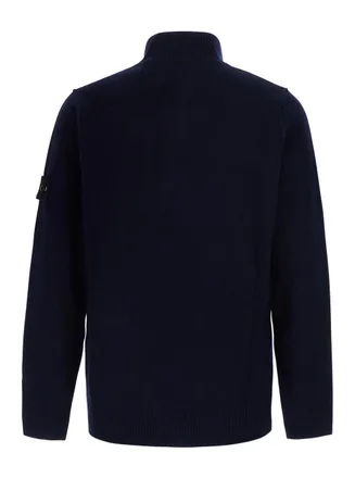Stone Island Mens High-Neck Wool Sweater Blue Tops Top