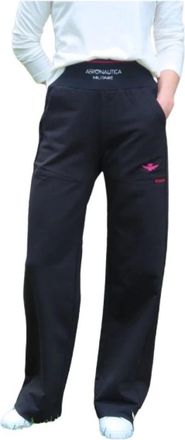 Aeronautica Wijde Joggingbroek van Katoenmix - Dames - Sweatpants - Zwart - L - Katoen - Broeken