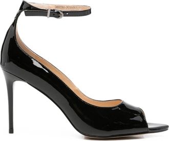 Sergio Moretti Black High Stiletto Ankle Strap Patent Leather Sandals