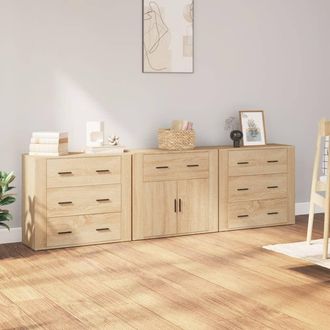 vidaXL Vidaxl - Aparadores 3 Piezas Madera Contrachapada Color Roble Sonoma