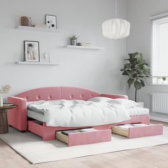 vidaXL Sof&aacute; Cama Nido Con Cajones Terciopelo Rosa 80x200 Cm Vidaxl