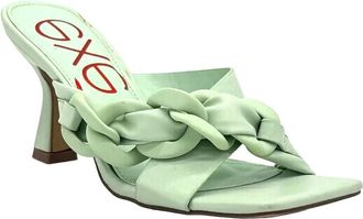 Ex&eacute; Womens Chain-Link Strap Heeled Slide Sandal In Green